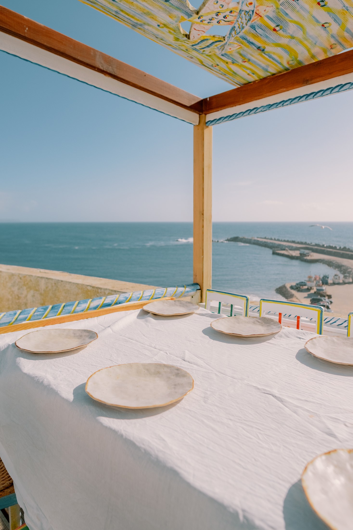 Dinner table overlooking the Atlantic