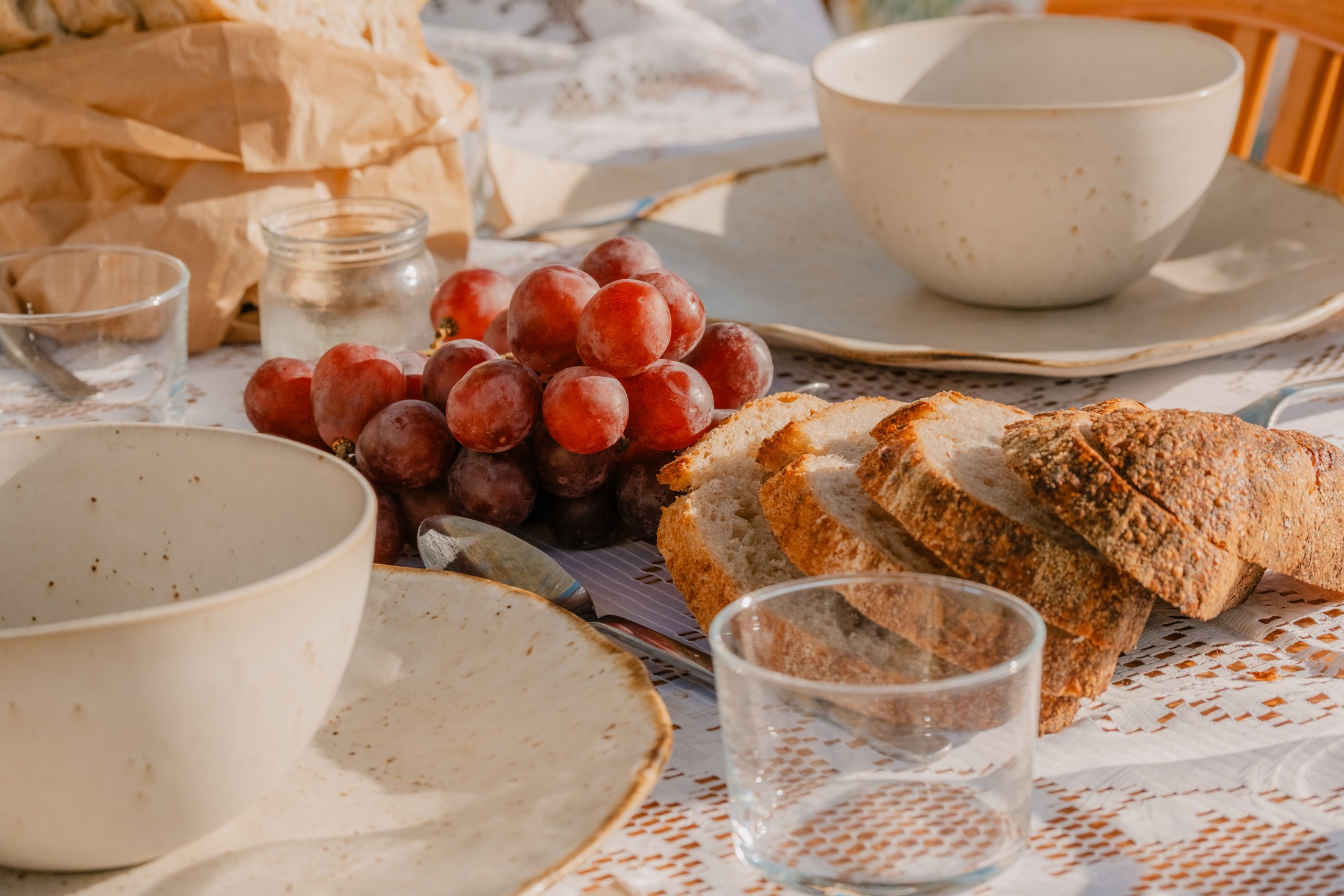 Bread and ceramic tableware