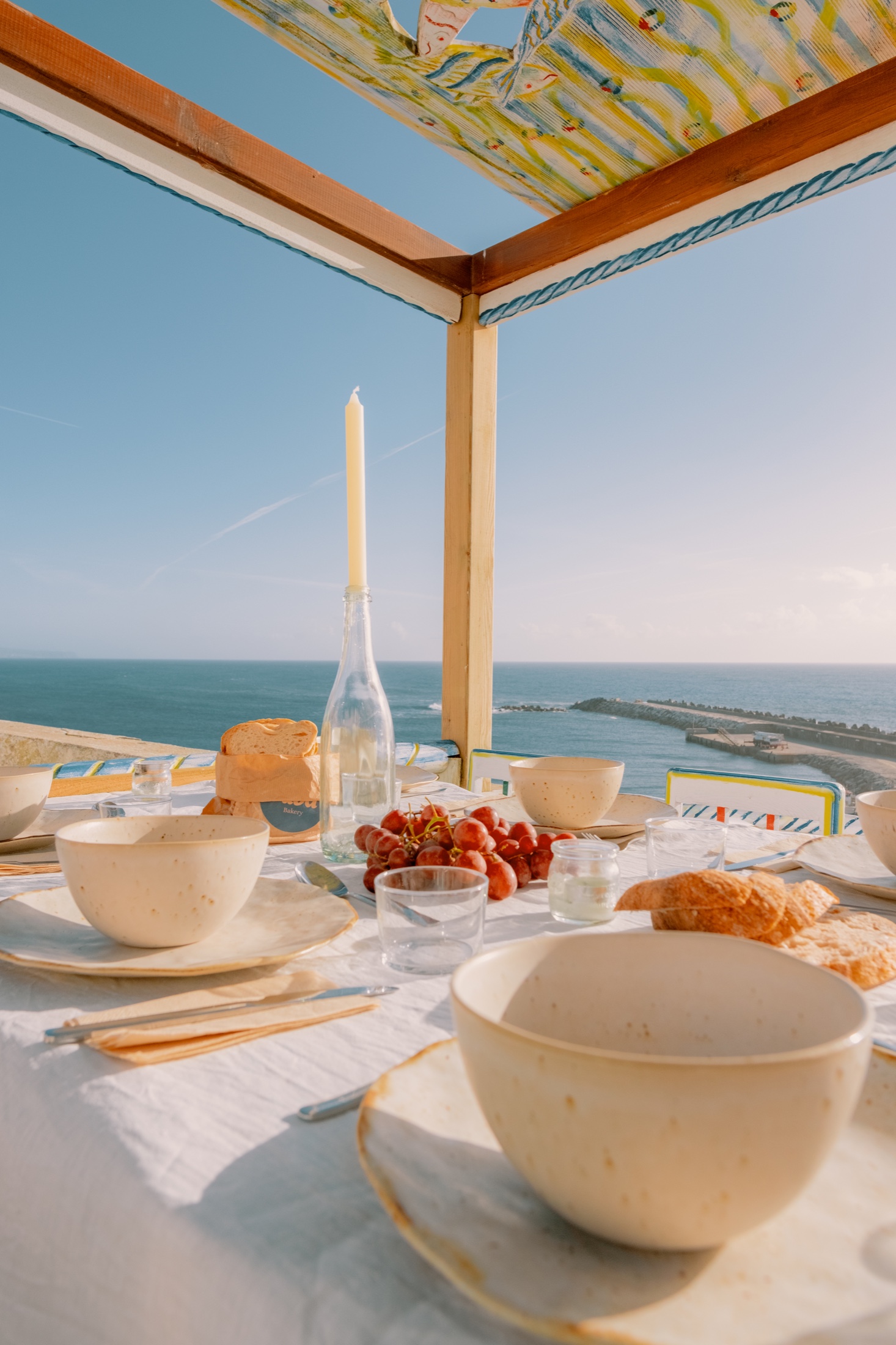 Historic coastal house prepared for dinner