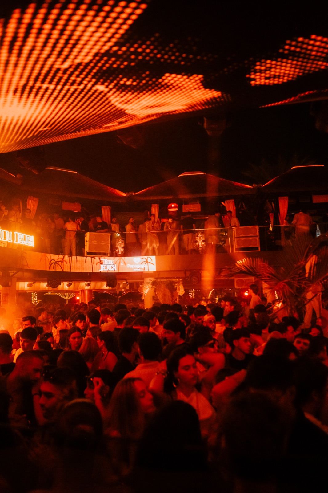 The venue glowing red