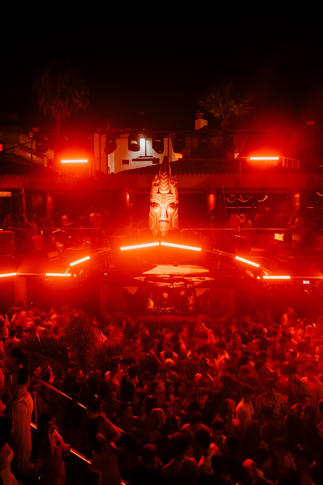 The packed dance floor at night