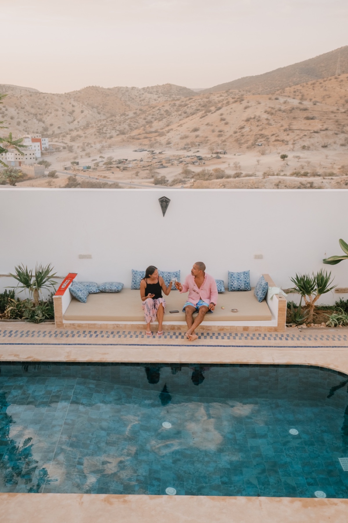 Friends spending the afternoon by the pool