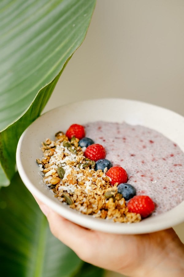 Smoothie bowl with berries and granola