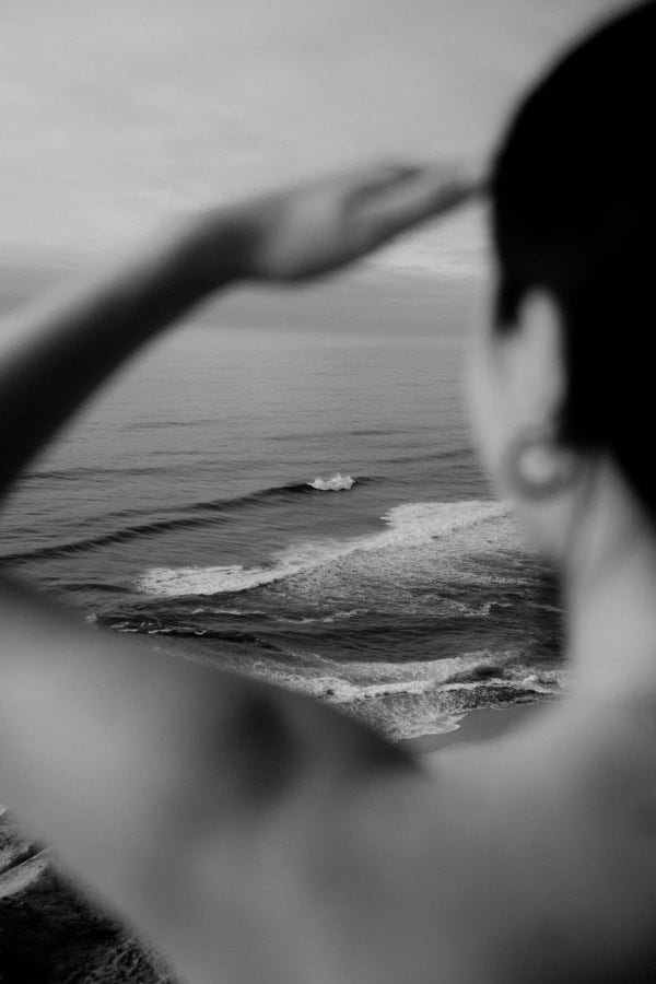 Black and white abstract view of the sea